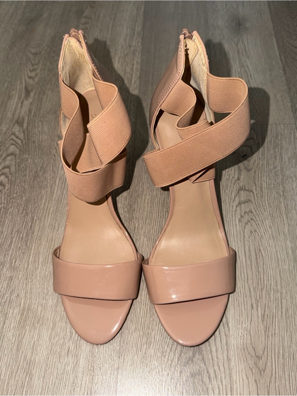 Saks Fifth Avenue Nude Pink Elastic-Strap High Heels